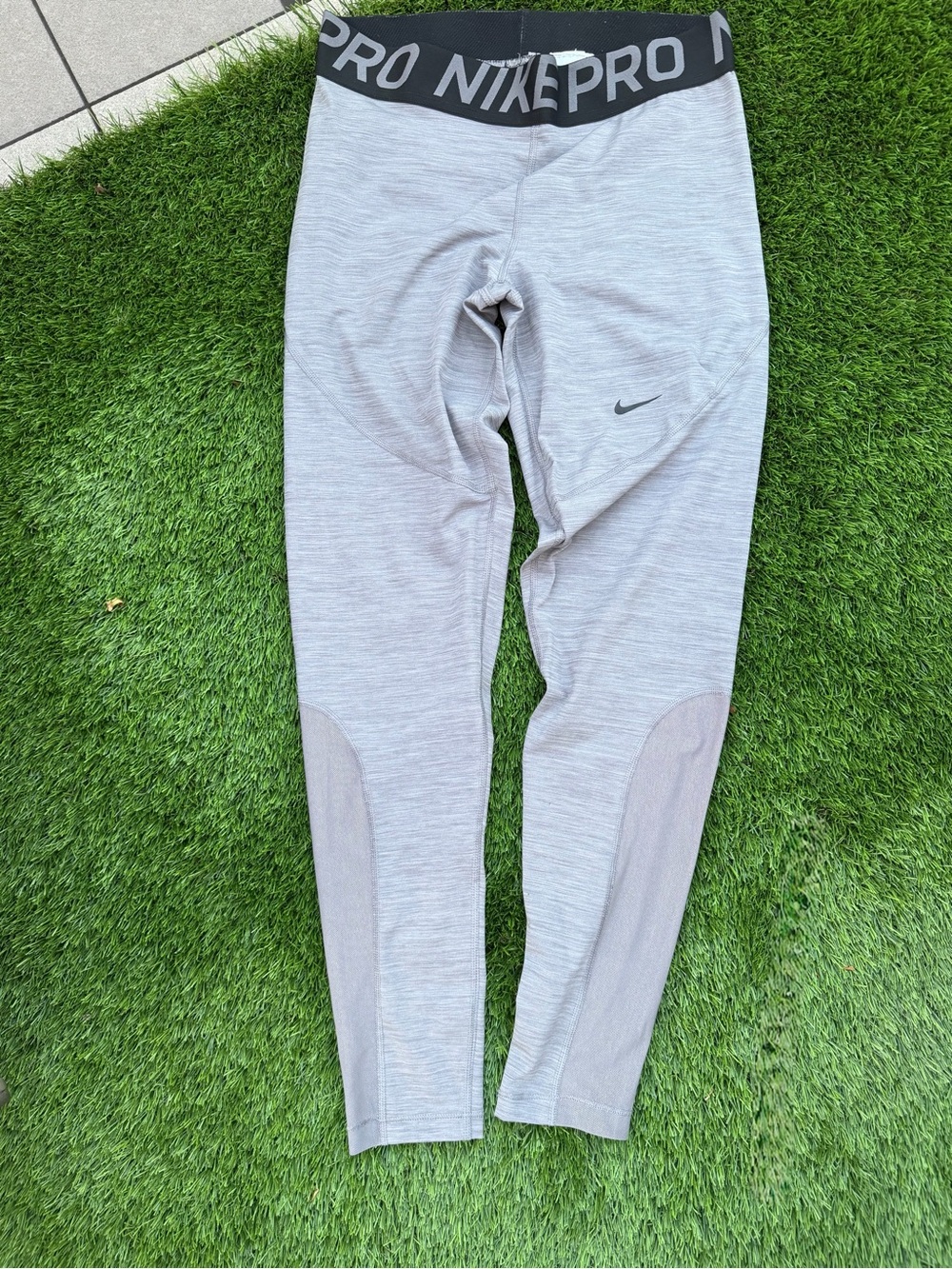 Nike Light Gray and Black Pro Performance Leggings